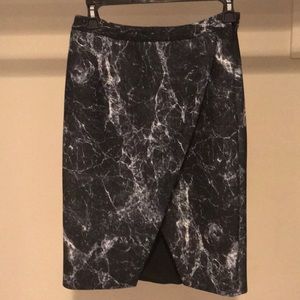 Marbled side slit sexy skirt